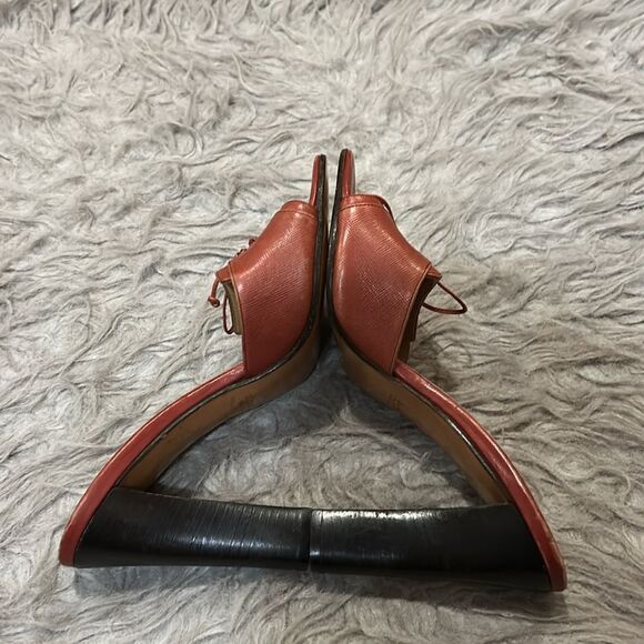 Gucci authentic blondie red and brown tie‎ slip on heel - Picture 6 of 12